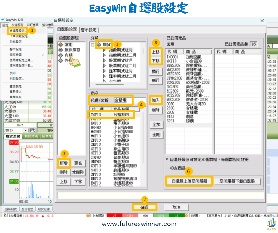 EasyWin自選股設定@futureswinner.com